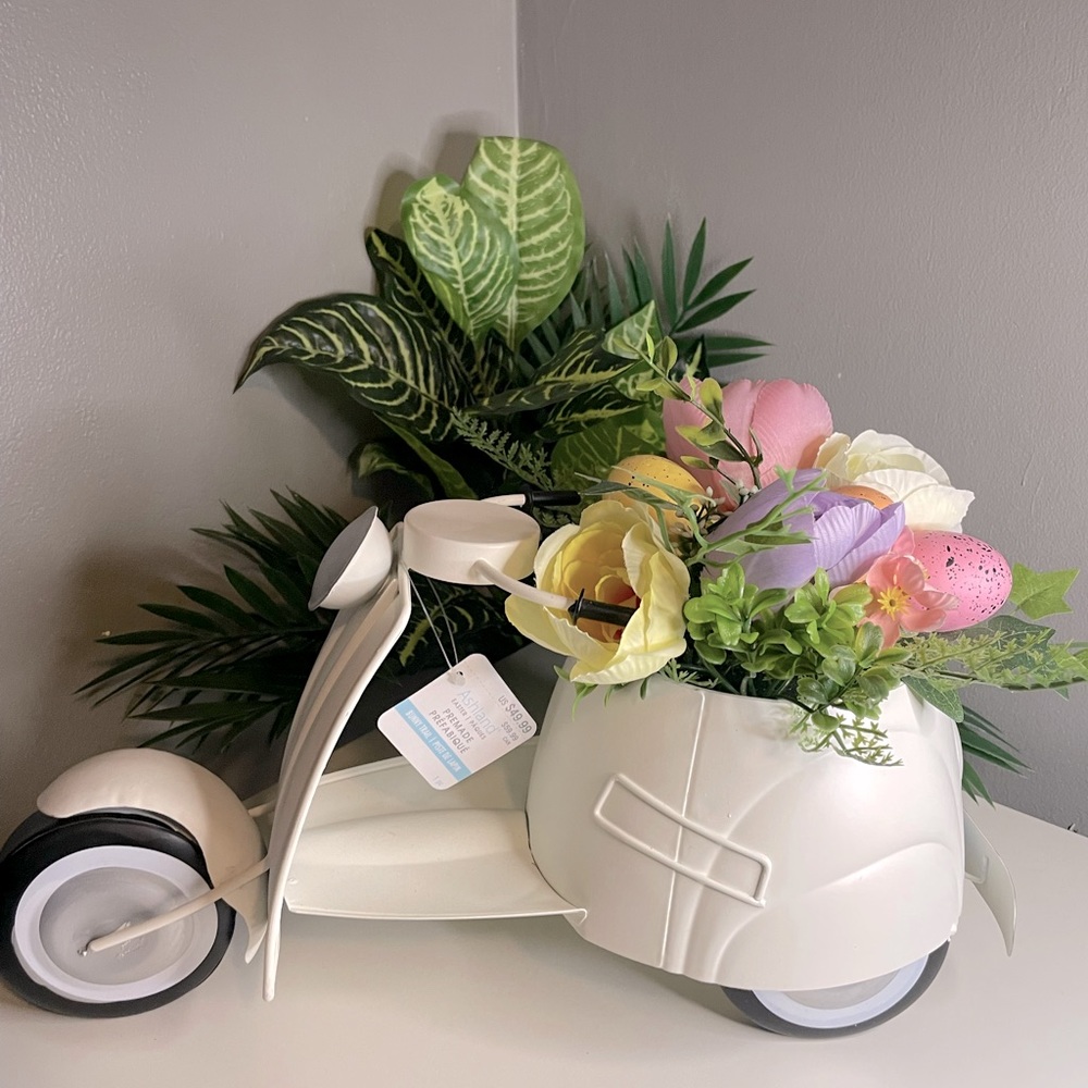 Easter Spring Floral Moped with Easter Eggs and Flowers Tabletop Decor- NWT